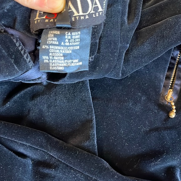 Vintage Escada High Waisted Navy Velvet Pants Navy Size 4 - Picture 5 of 6